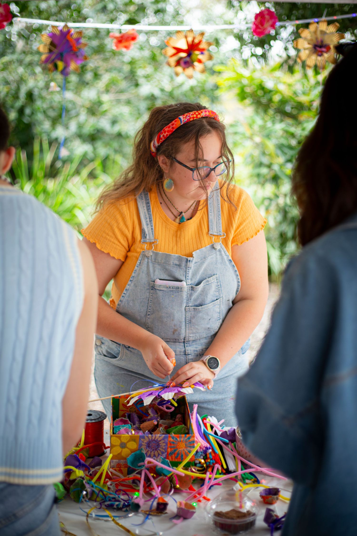 Candid moment of a woman viewing artwork at a local Rockhampton creative event