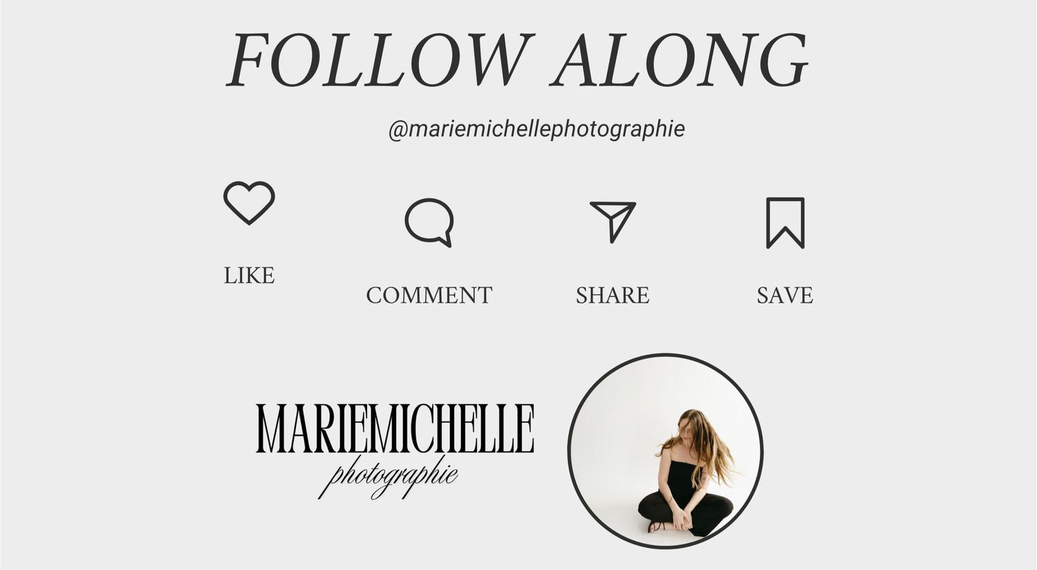 A minimalist Instagram profile header showing the username MARIEMICHELLE with navigation icons in a clean layout.
