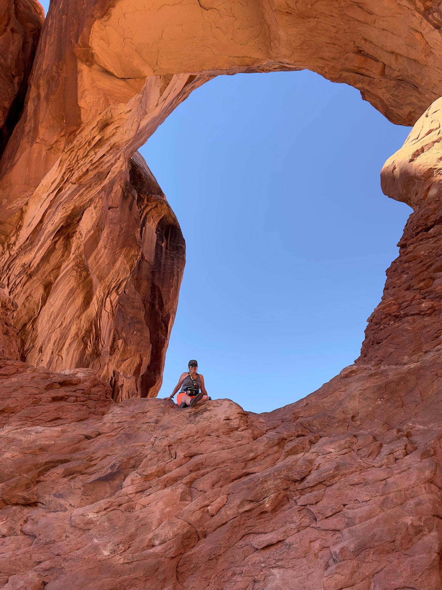 Kathy climbed an arch in Moab