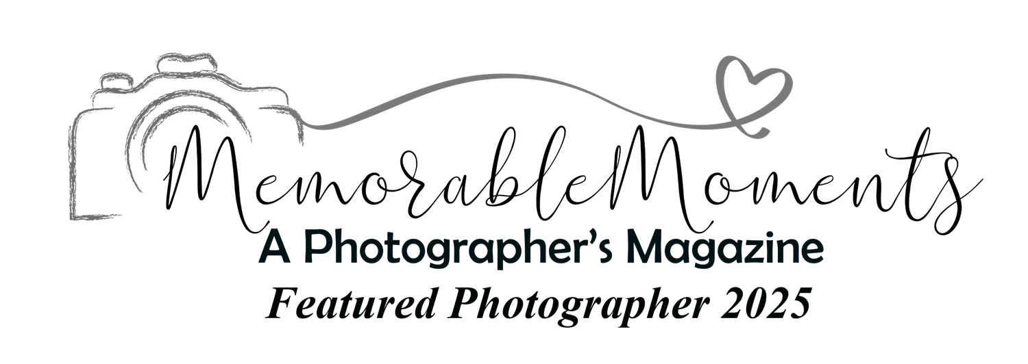 An elegant cursive text and logo design against a white background reads 'A Photographer's Magazine Featured Photographer 2025'.