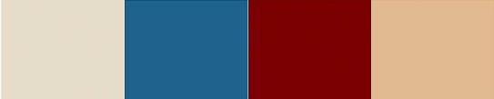 A horizontal striped pattern featuring blue, red, and beige colored bands in a repeating sequence.