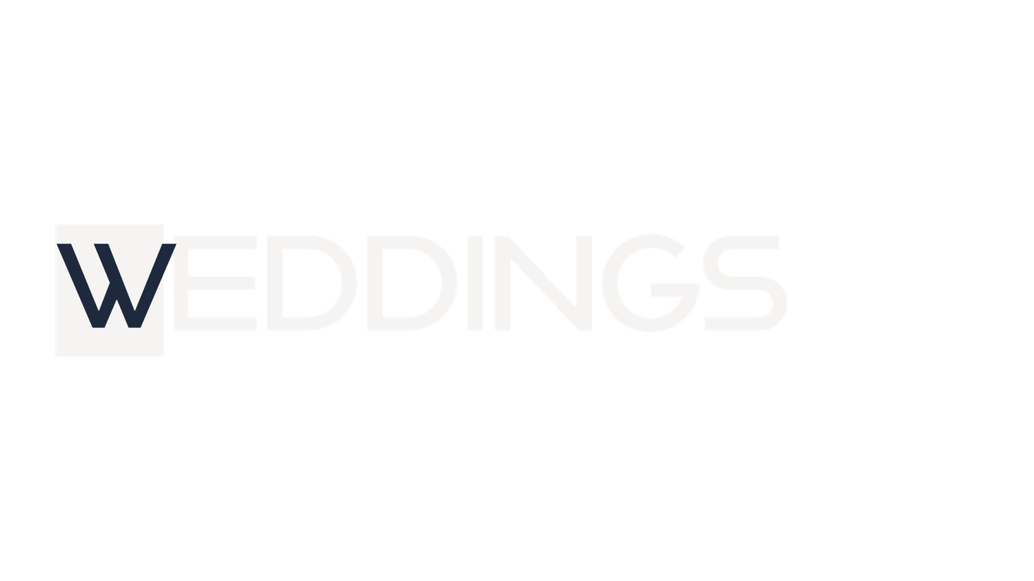 A minimalist logo design with the word 'WEDDINGS' in black and white text.