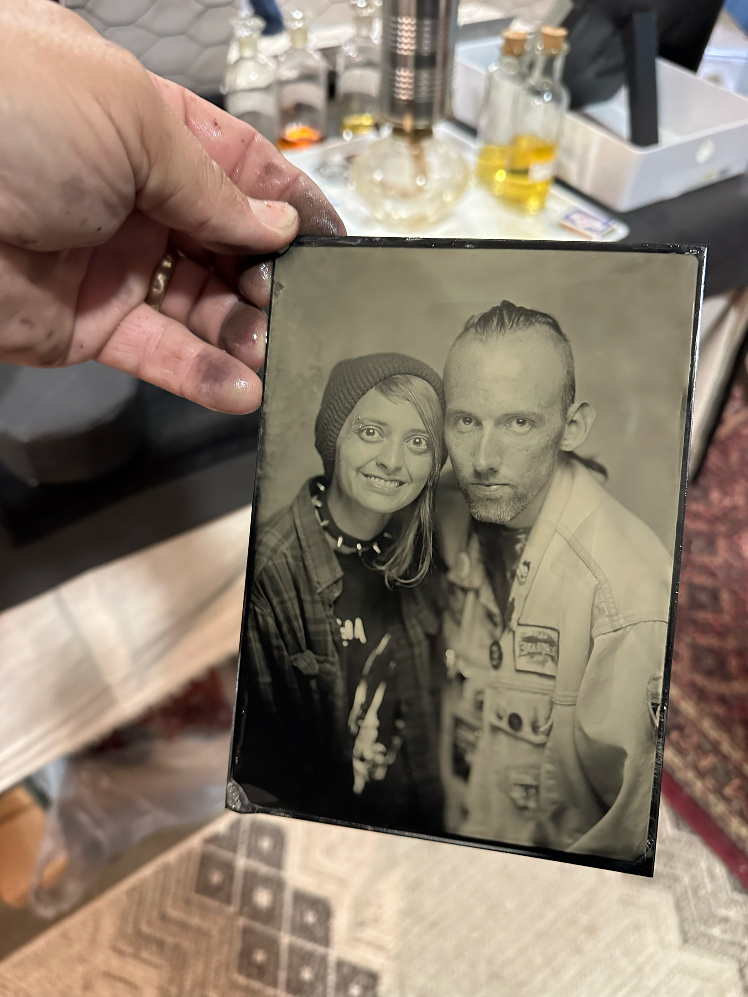 tintype of couple taken at NC State Fair
