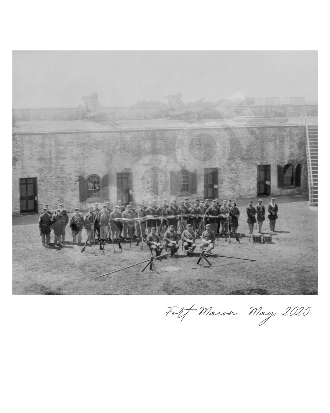 tintype of Civil War reenactors at Fort Macon, NC
