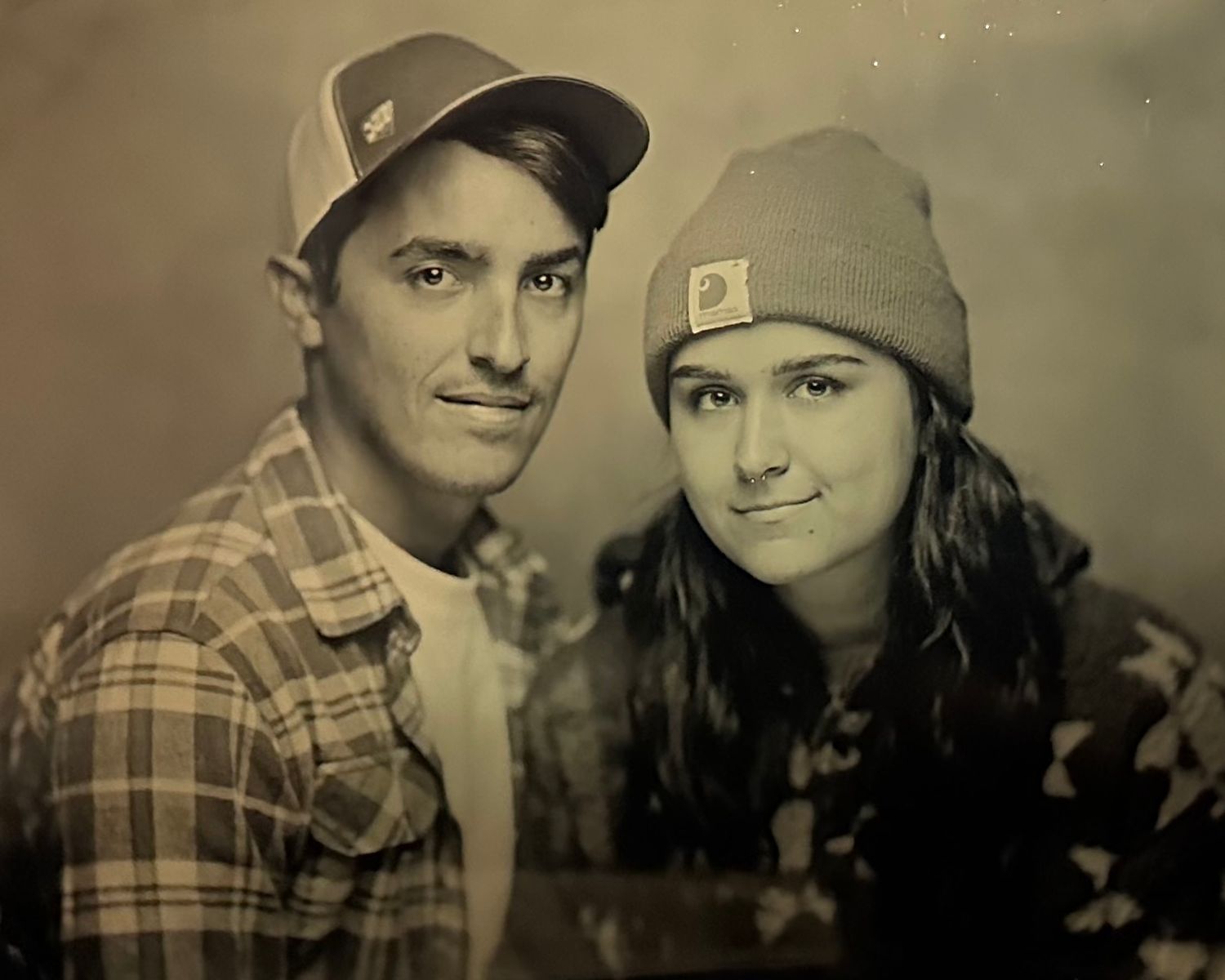 tintype portrait of young couple