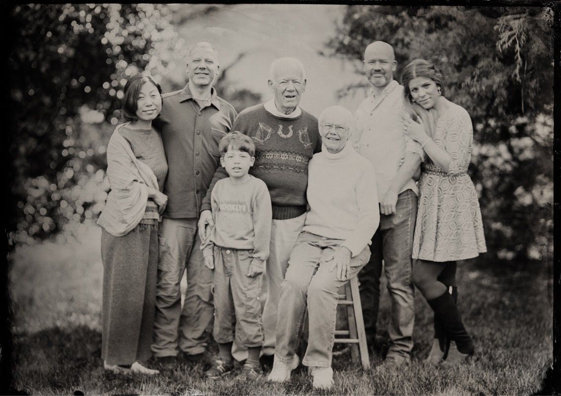 Tintype portrait of a family.