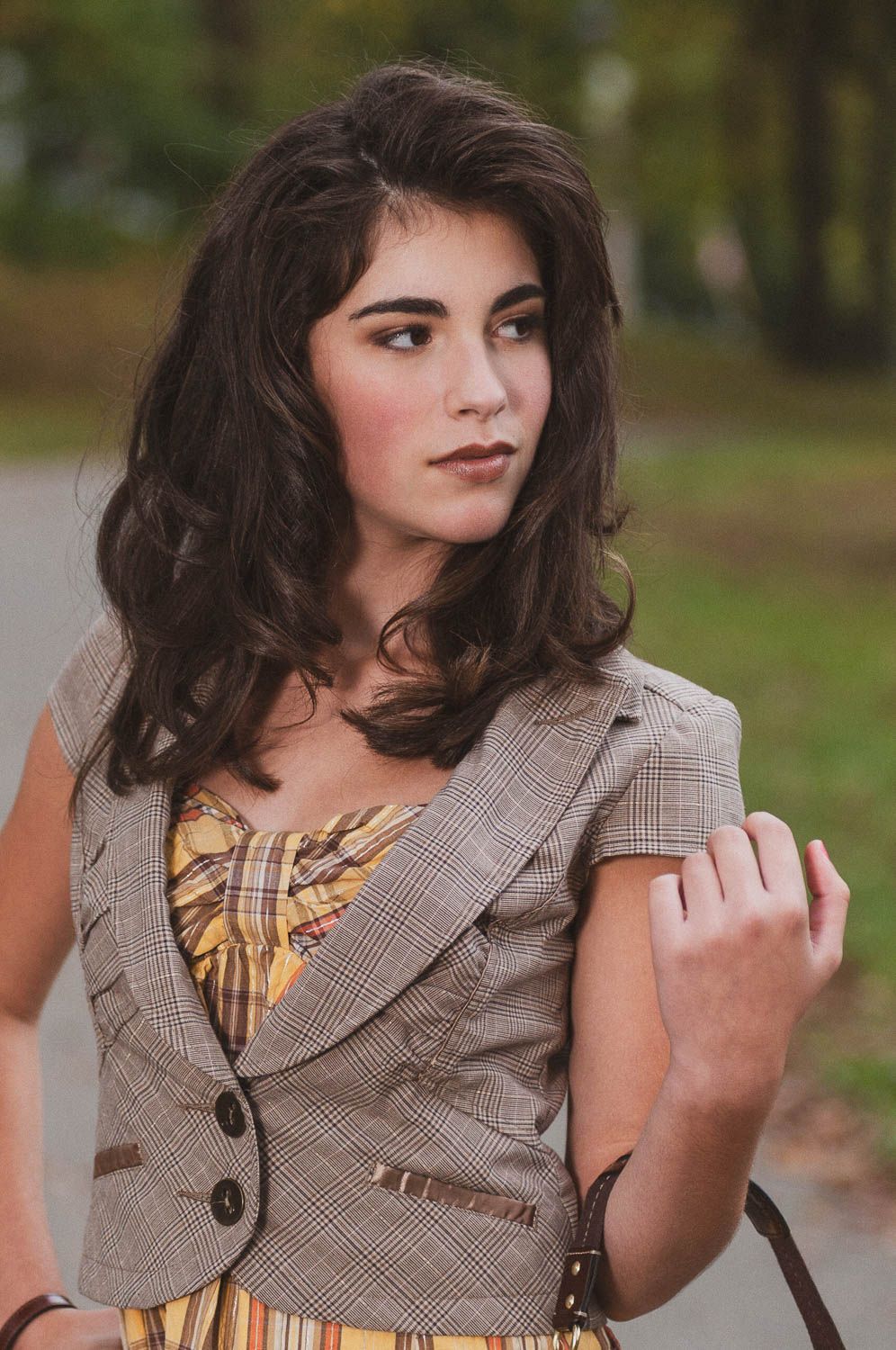 Fashion branding photo for clothing of a young woman outside