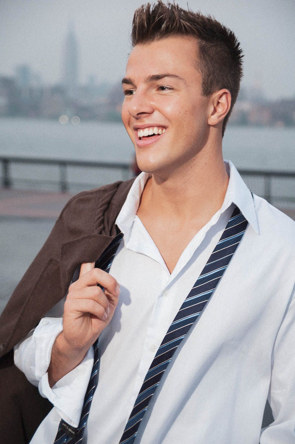 Fashion branding photo for clothing with a young man outside
