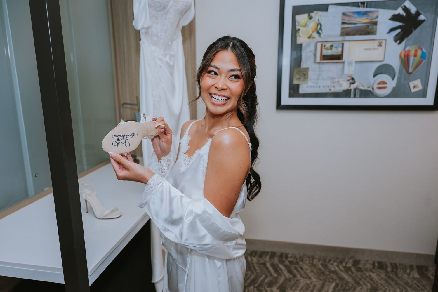 A collage of someone in a white robe enjoying their morning routine in a bright home setting.