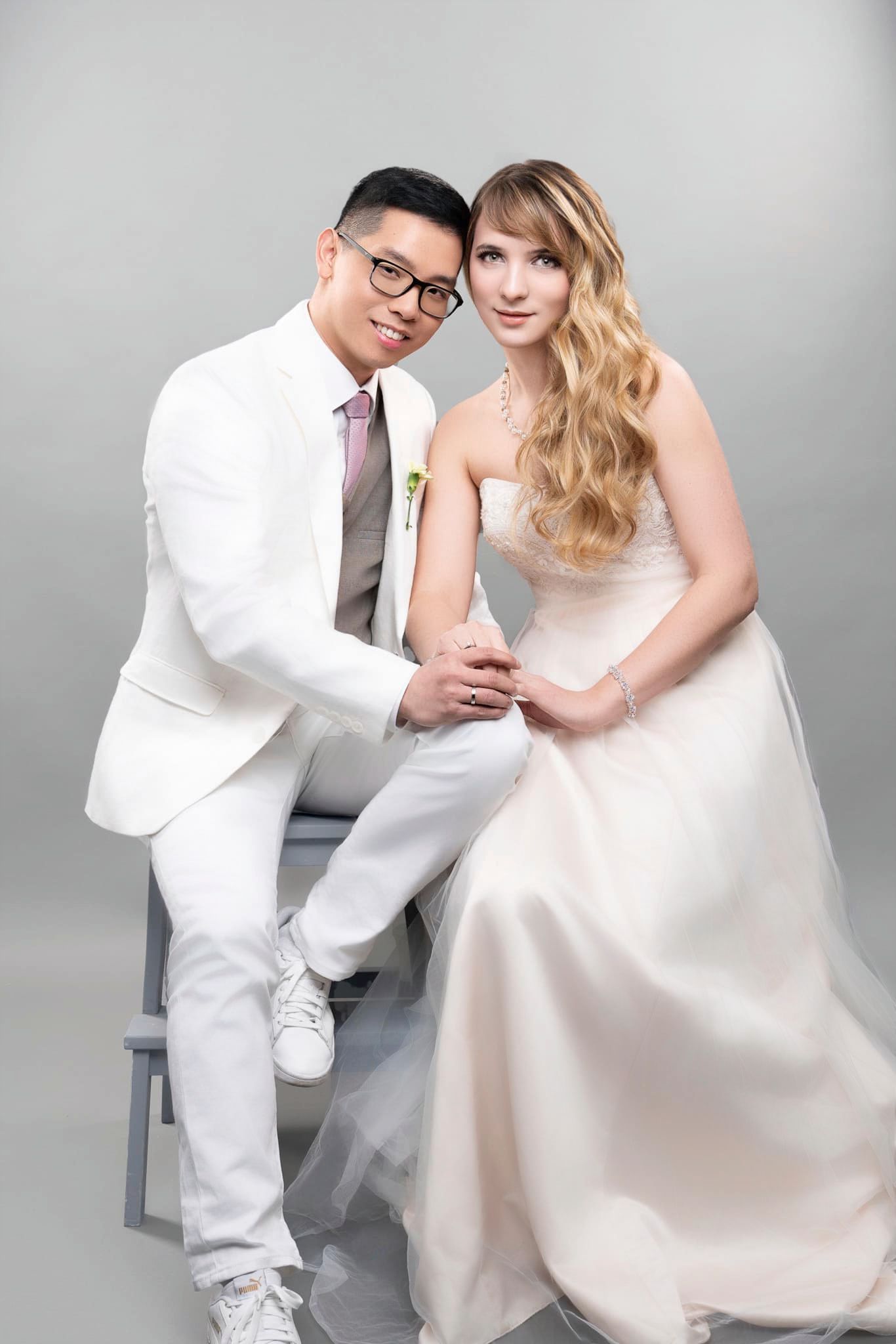 Pre- wedding portrait of international couple. Captured in cozy, romantic, and in love.