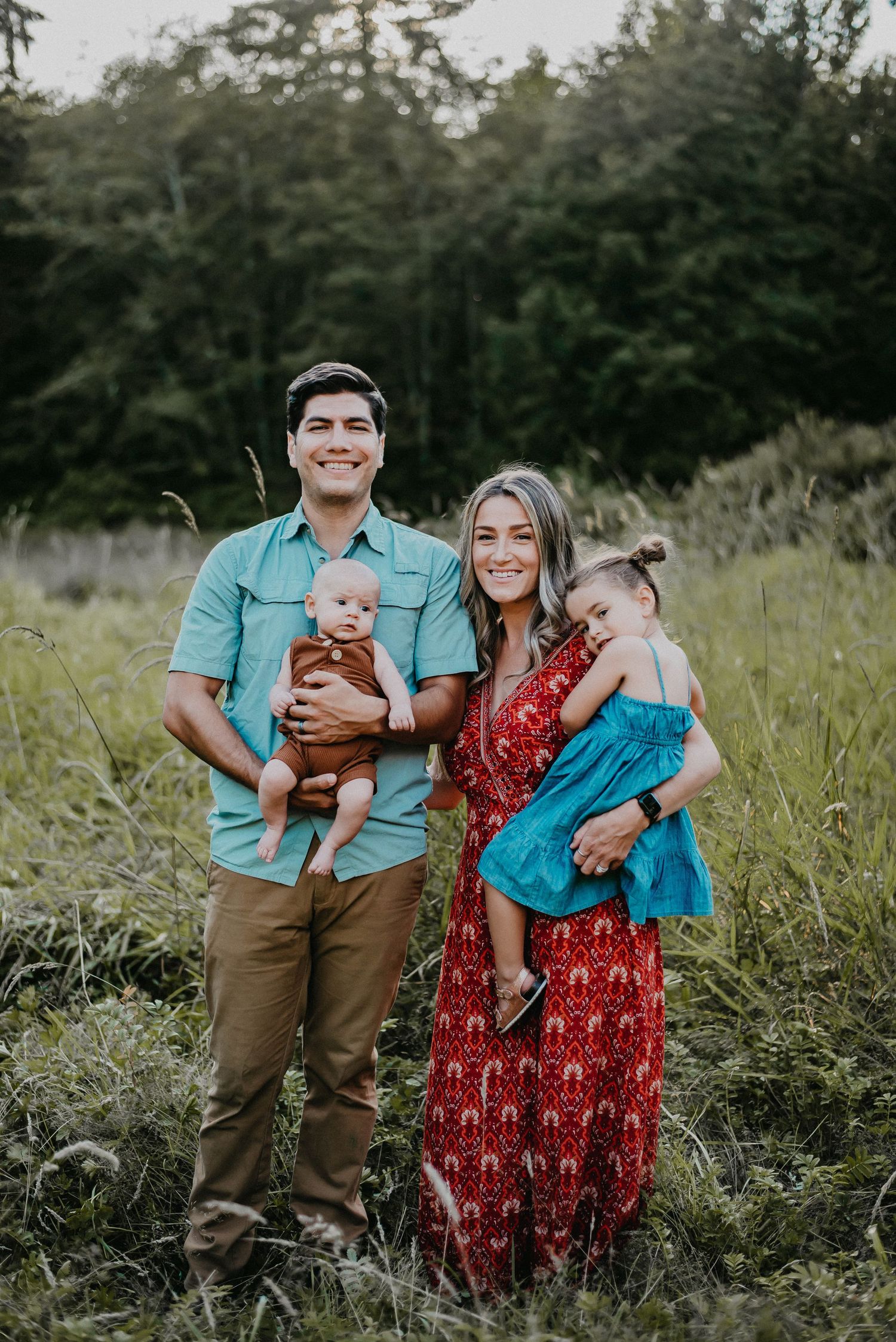 Family in a field