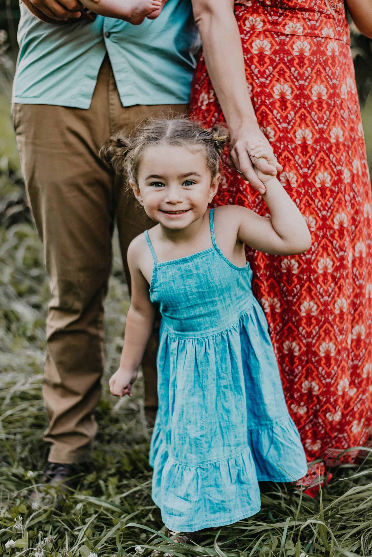 Family in a field