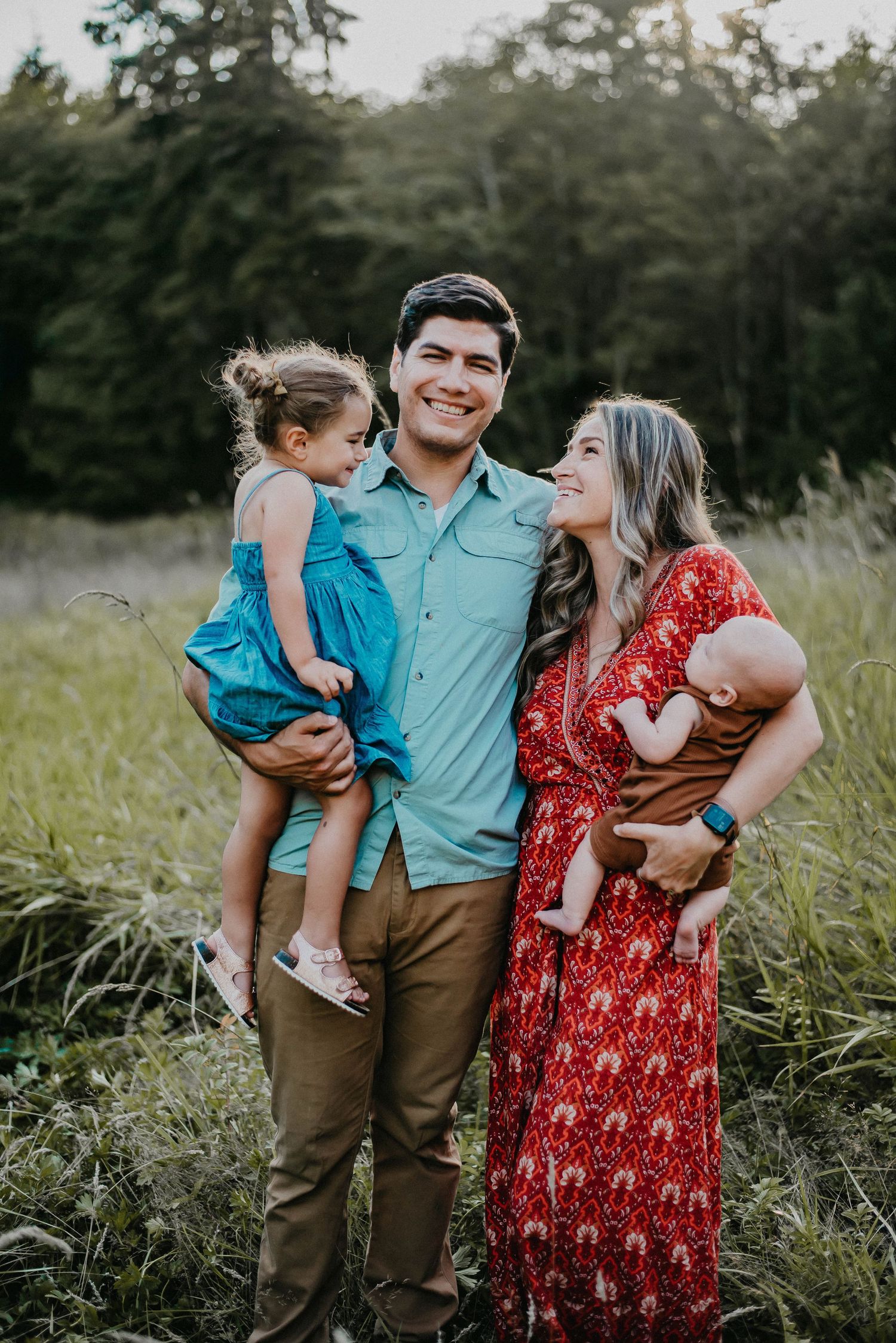 Family in a field