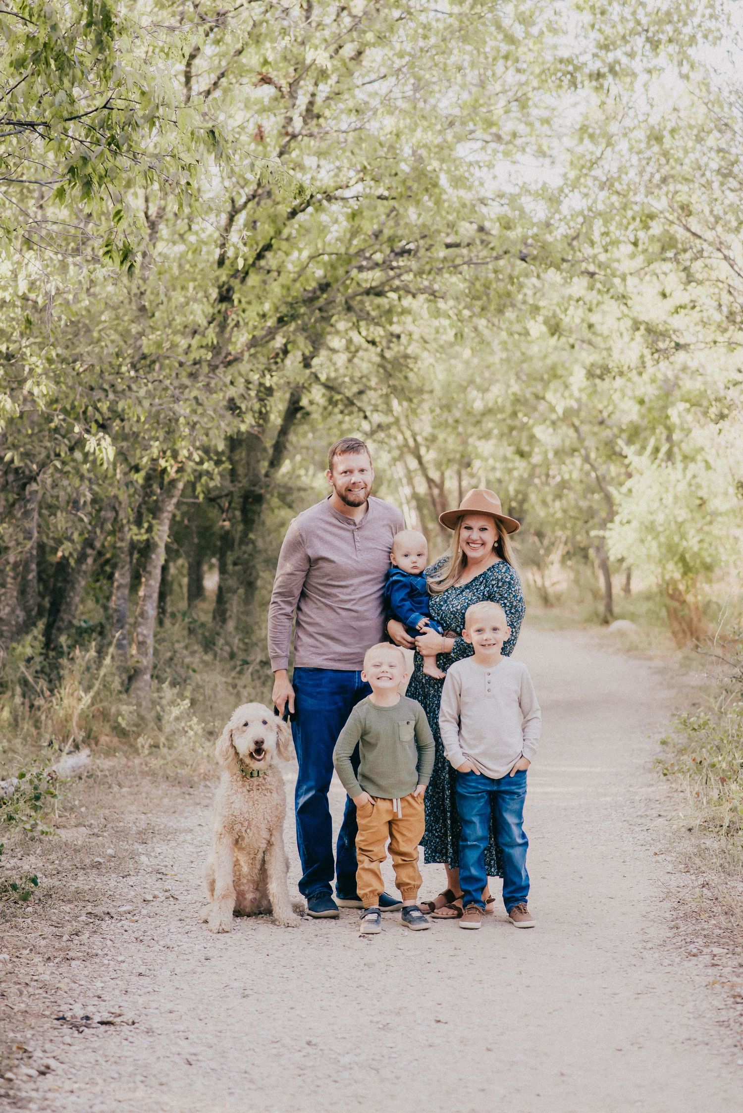 Family on a path in San Marcos, TX