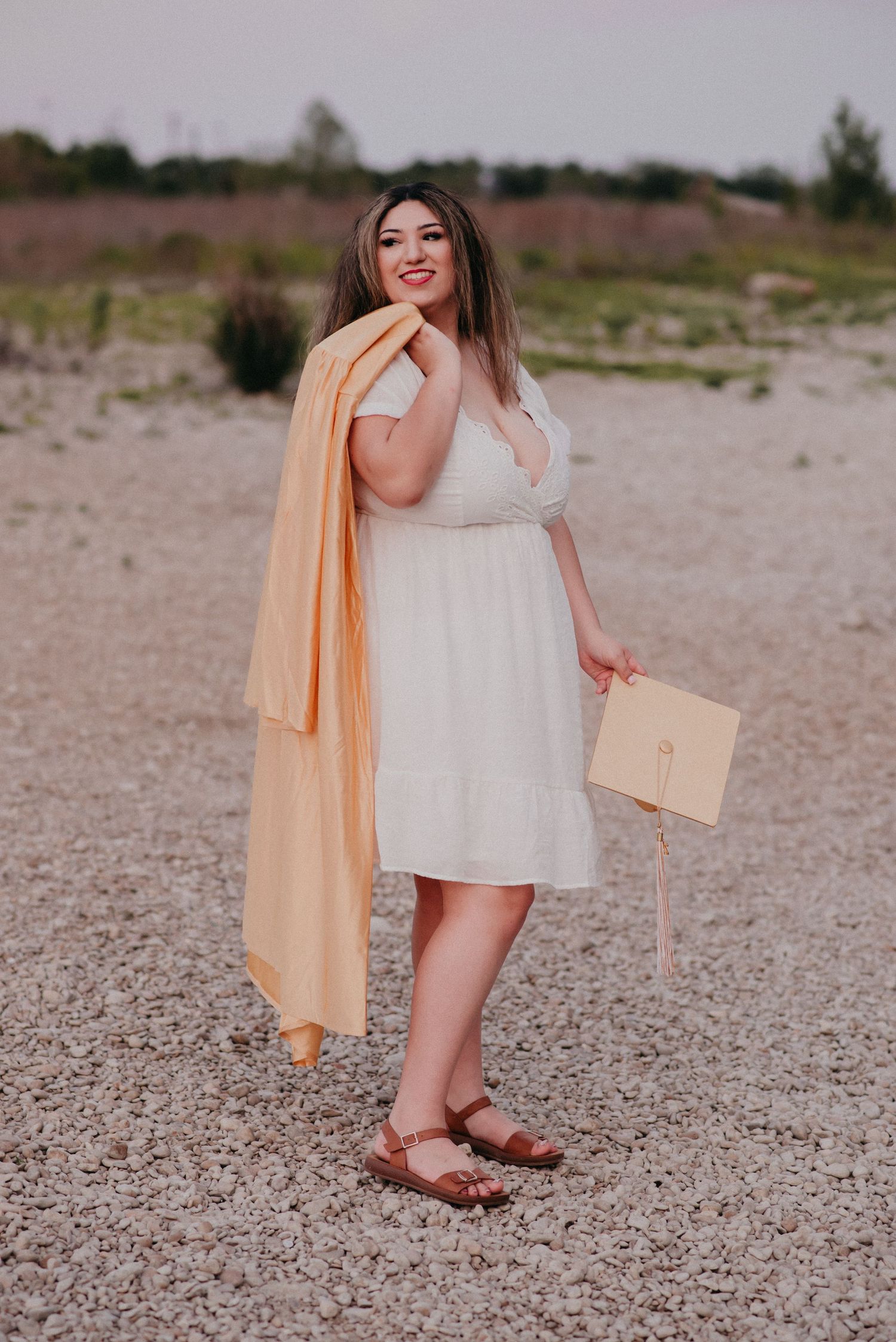 Senior girl with cap & gown