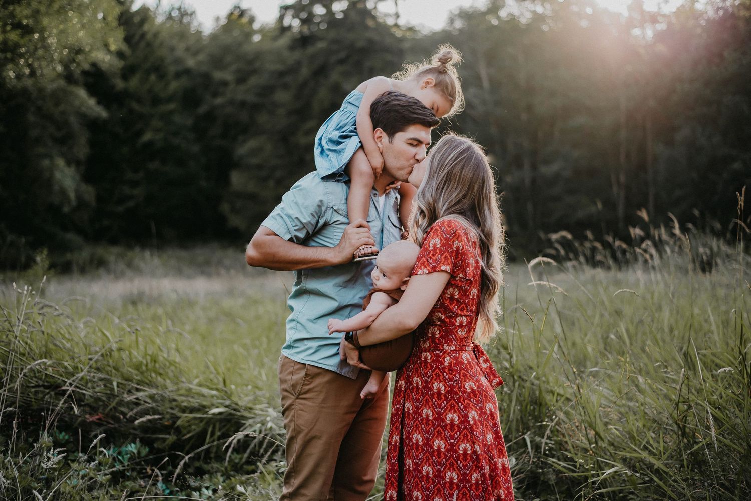 Family in a field