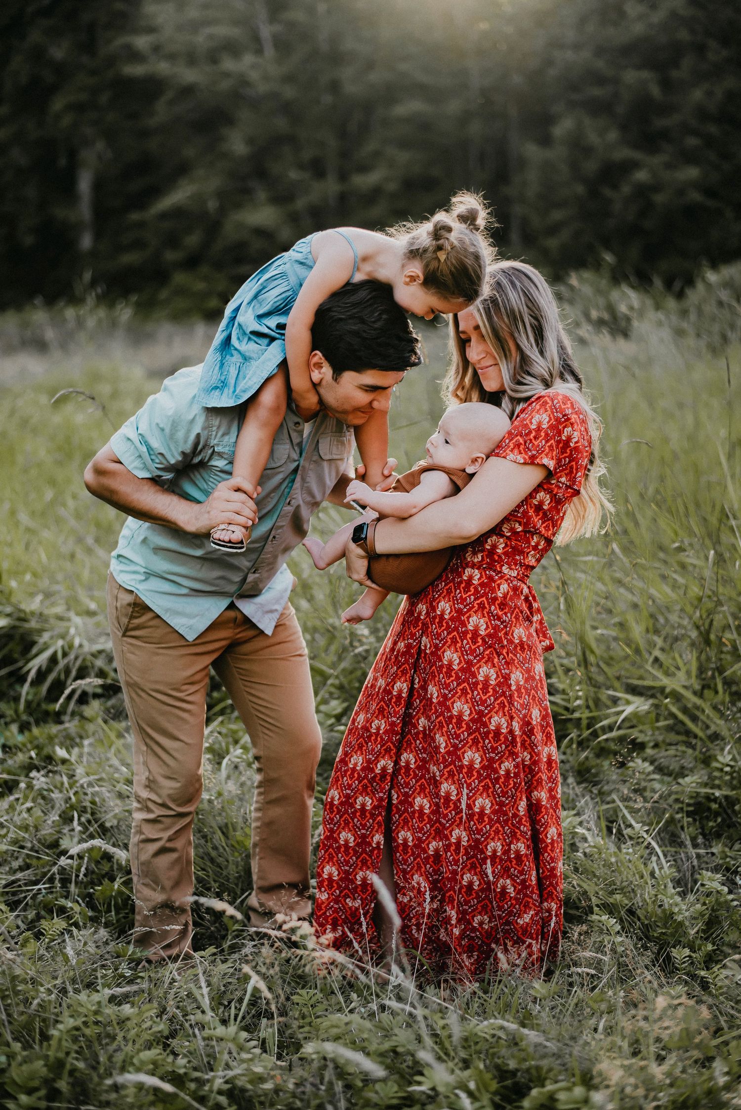 Family in a field