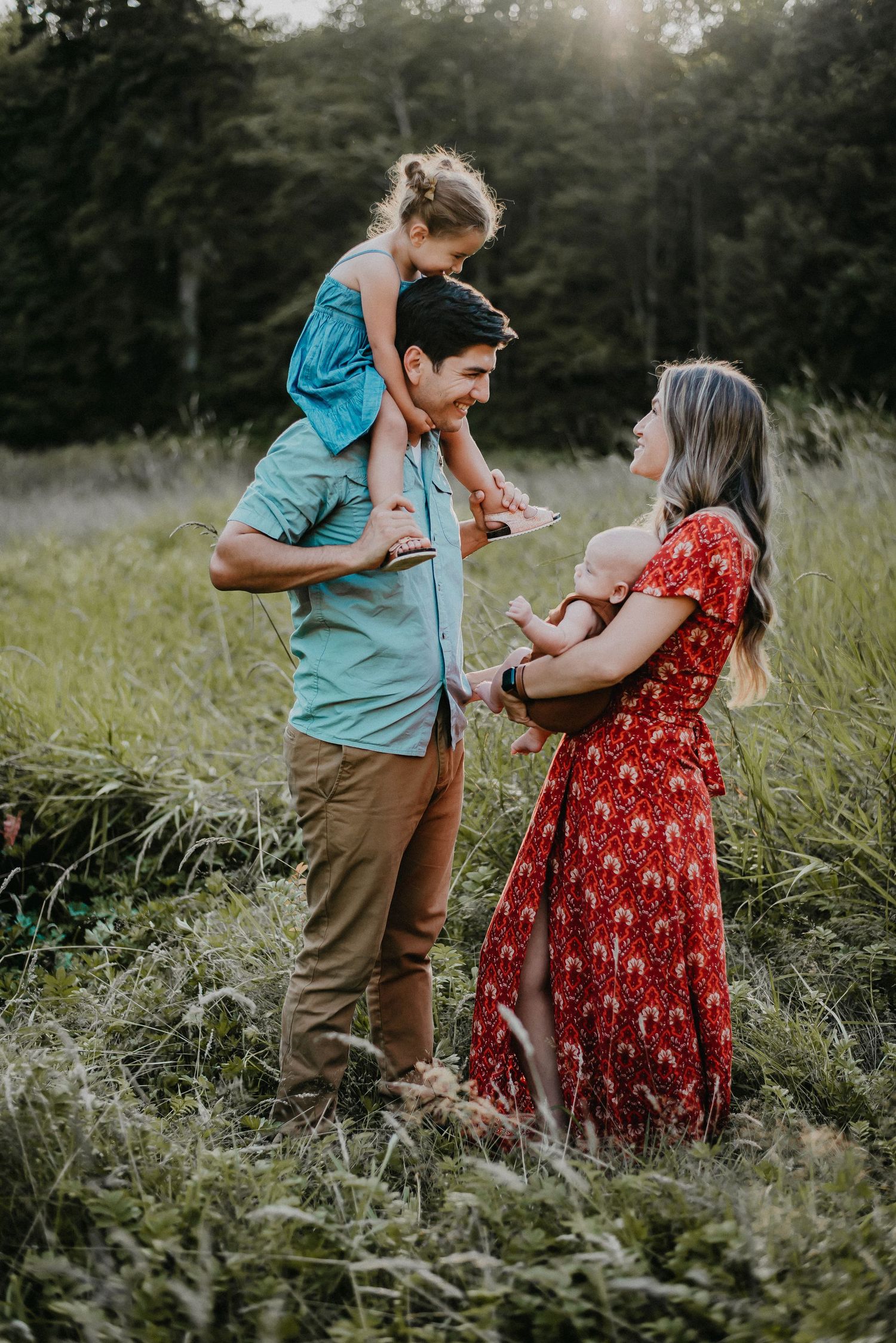 Family in a field