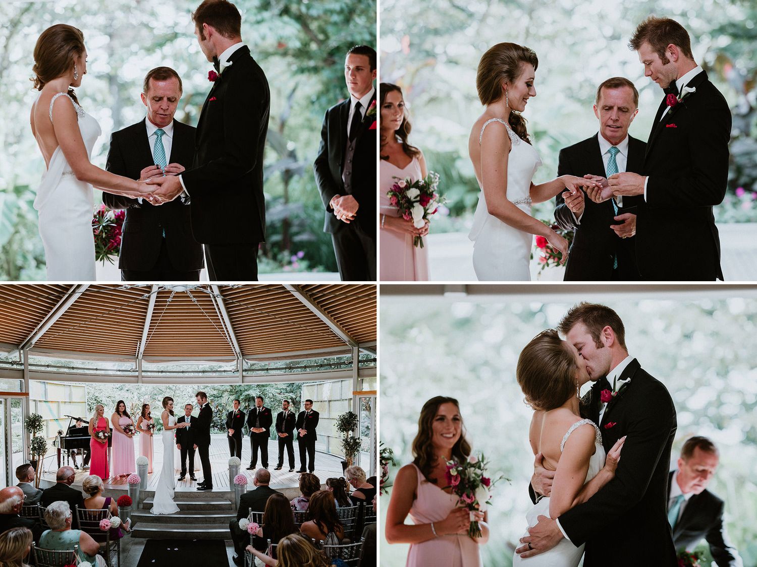 Four images depicting various wedding ceremony moments.