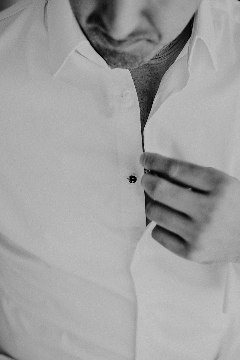 Black and white portrait photo sequence showing a person in white shirt against a light background.