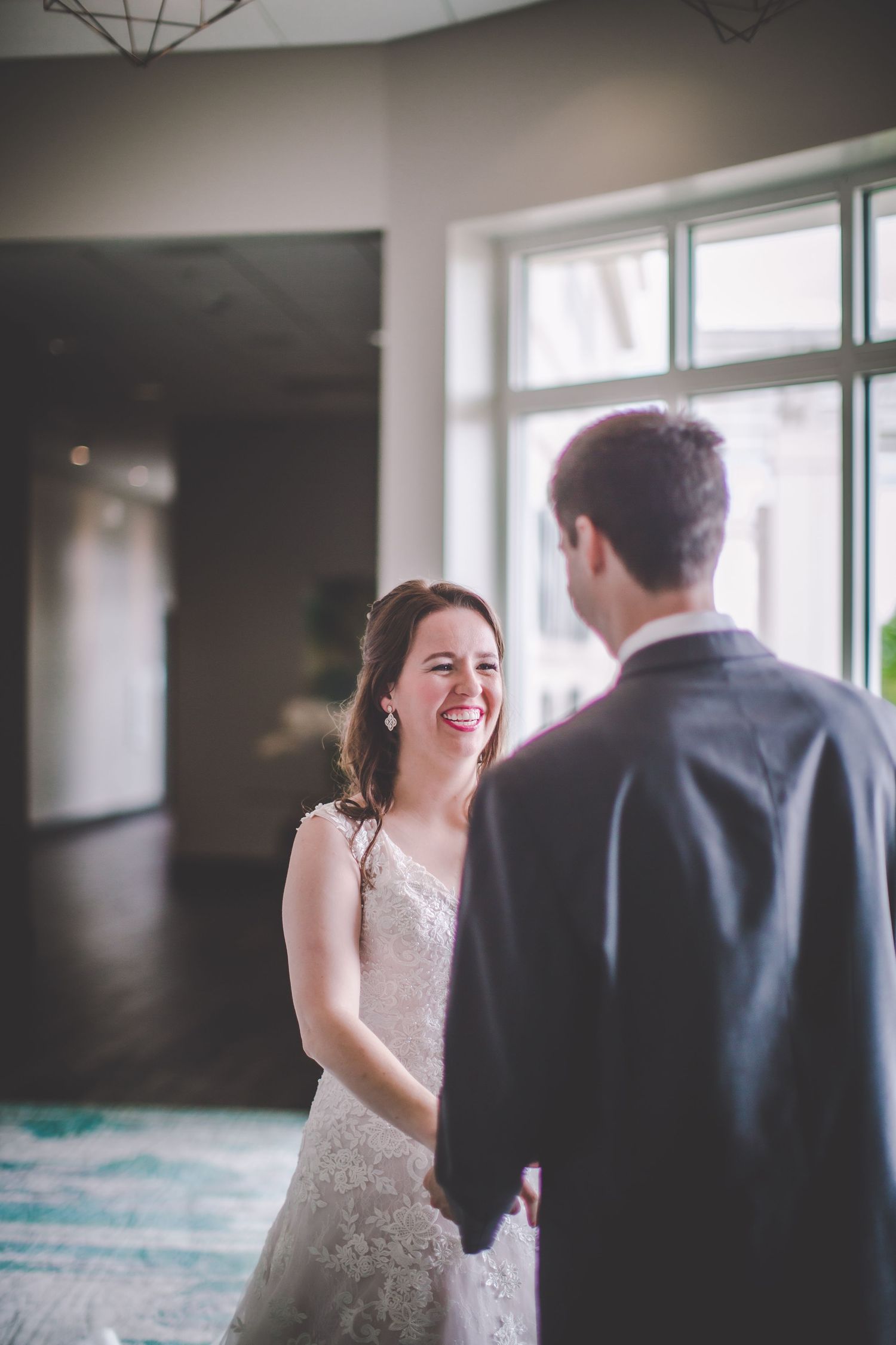 Candid wedding photography sequence showing genuine laughter and reactions.