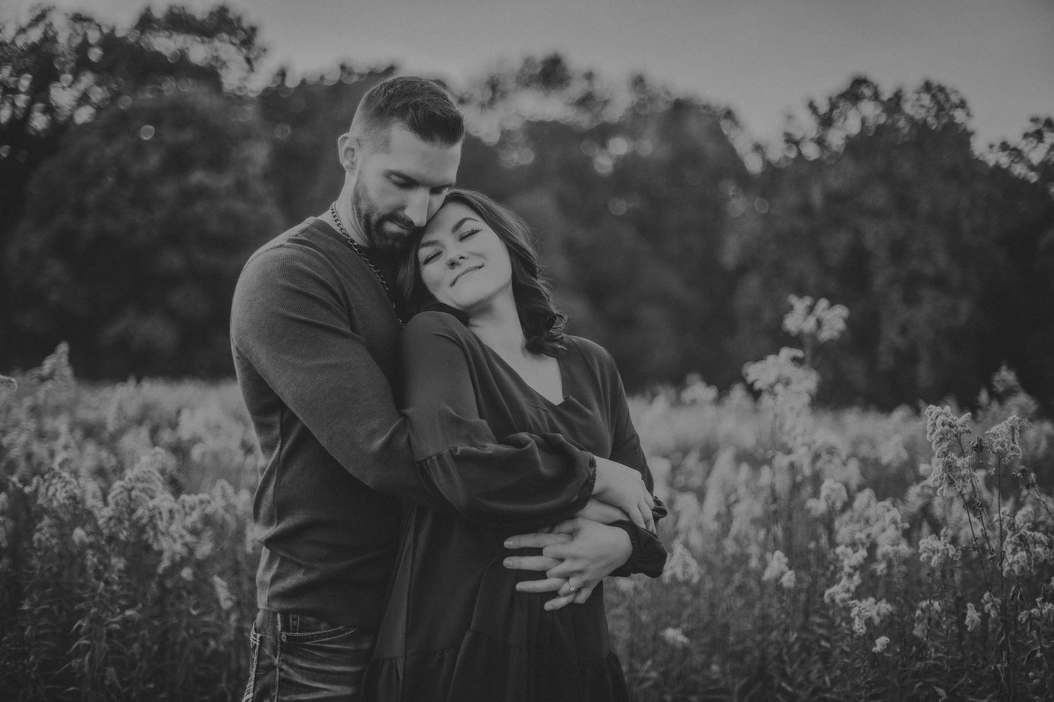 Black and white portrait showcasing intimate moments in nature.