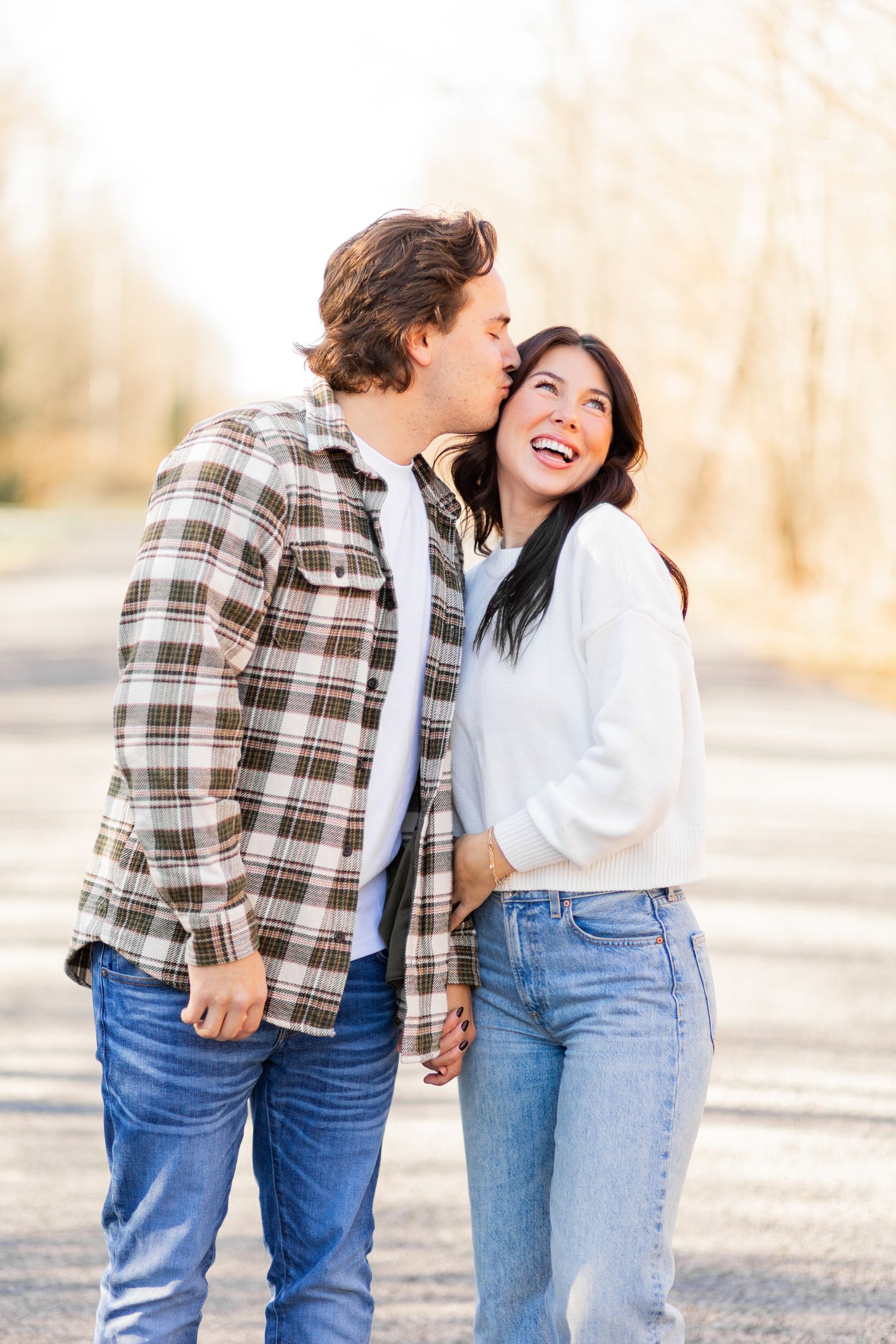 A romantic moment capturing the connection between two people.