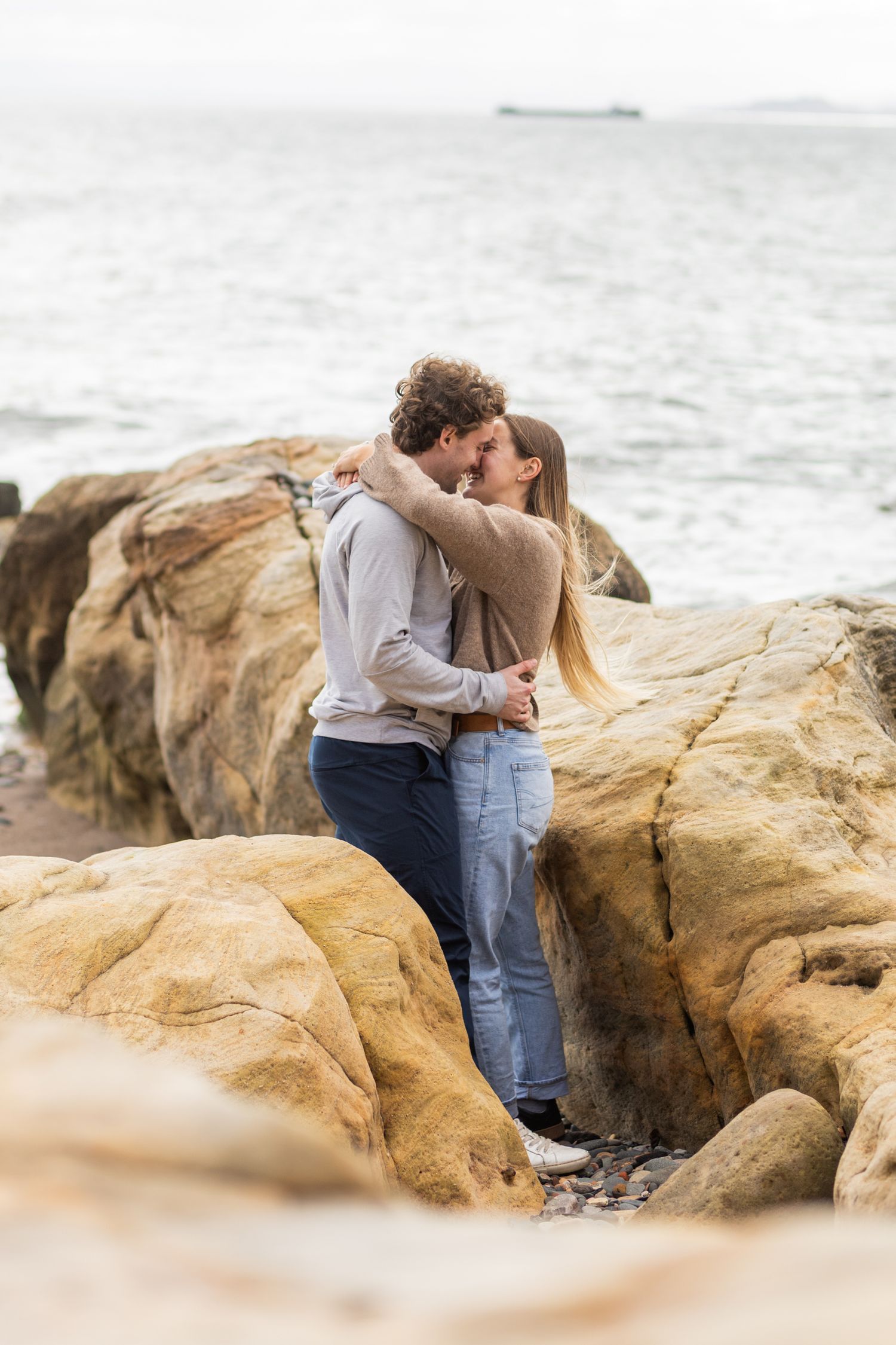 A romantic moment capturing the connection between two people.