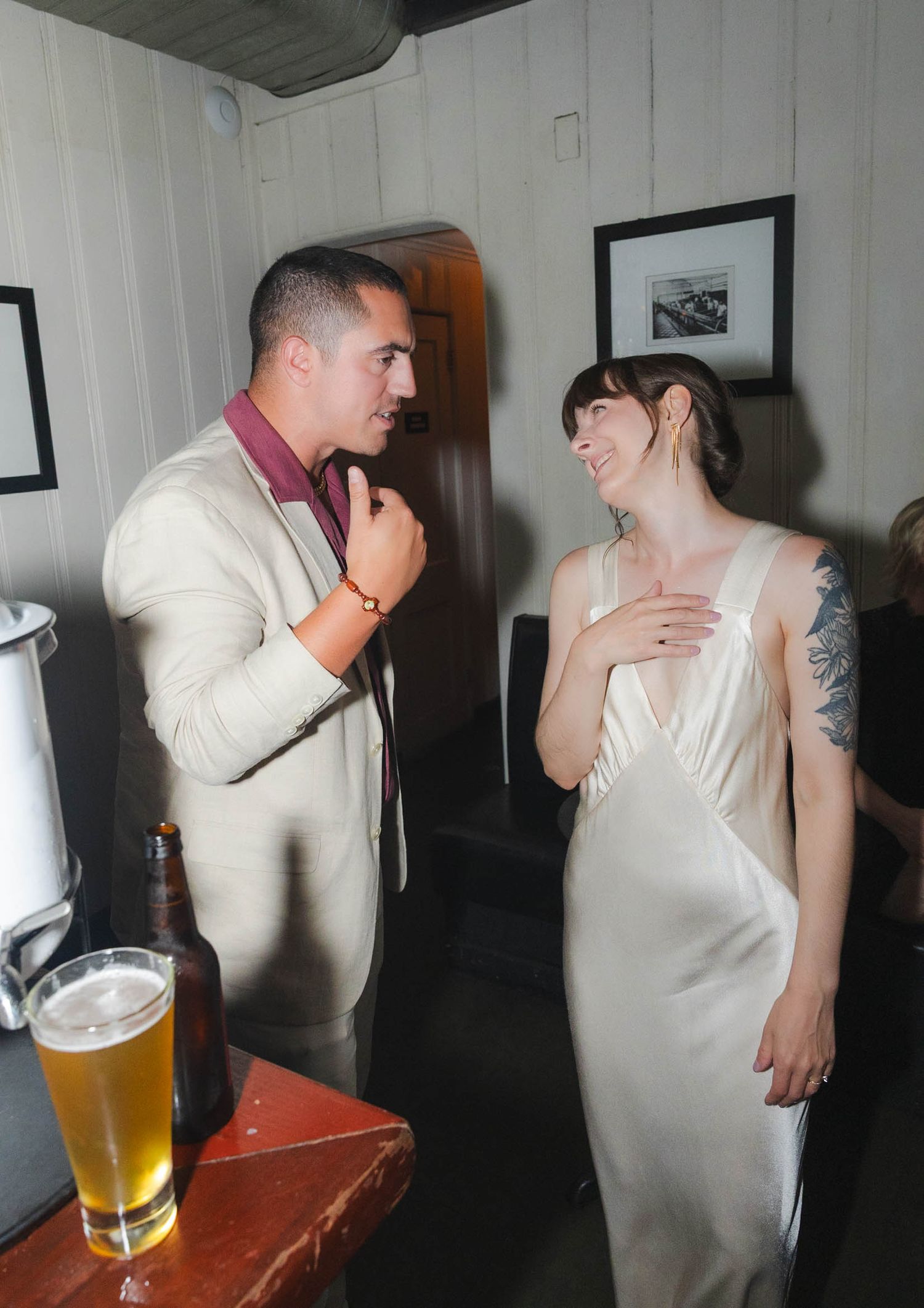 bride at reception, flash film photography brooklyn cool candid wedding photography