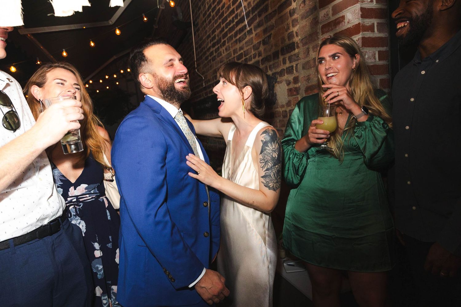 dance floor fun at wedding direct flash