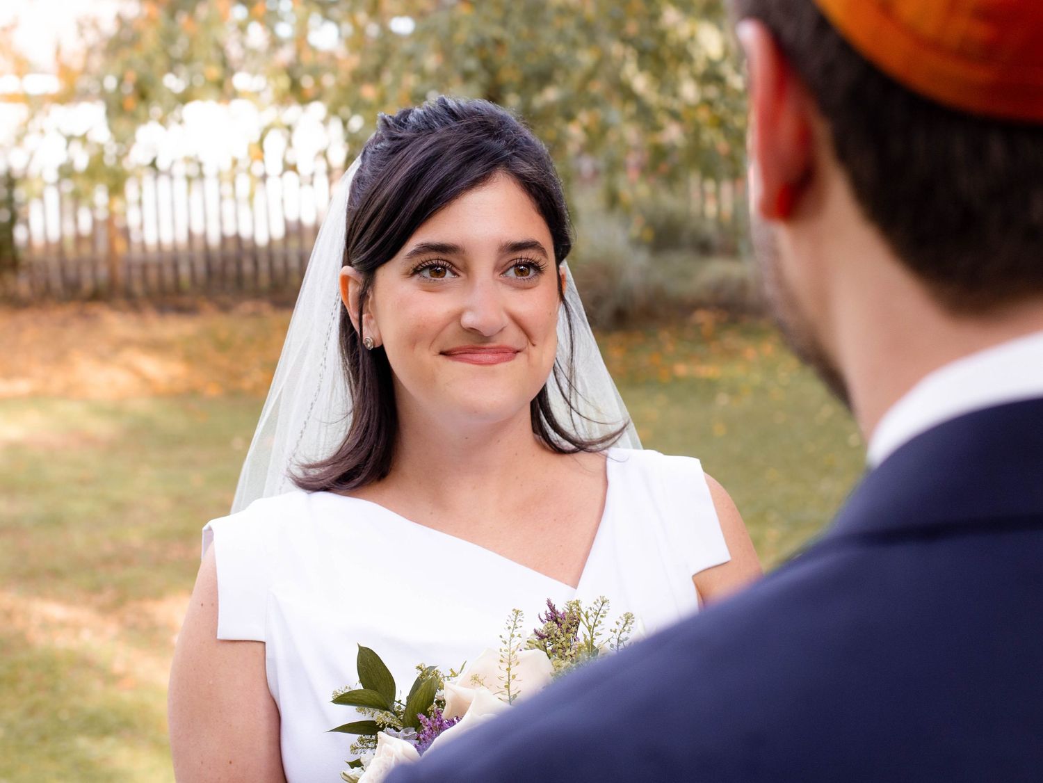 bride is having a beautiful moment