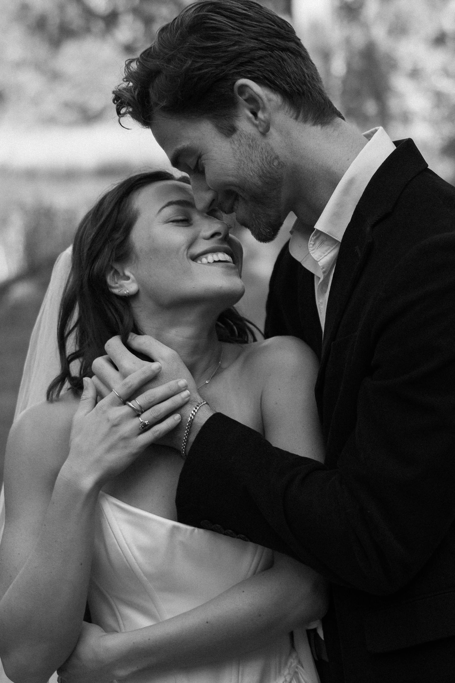 Romantic black and white wedding portrait captured by a Virginia wedding photographer