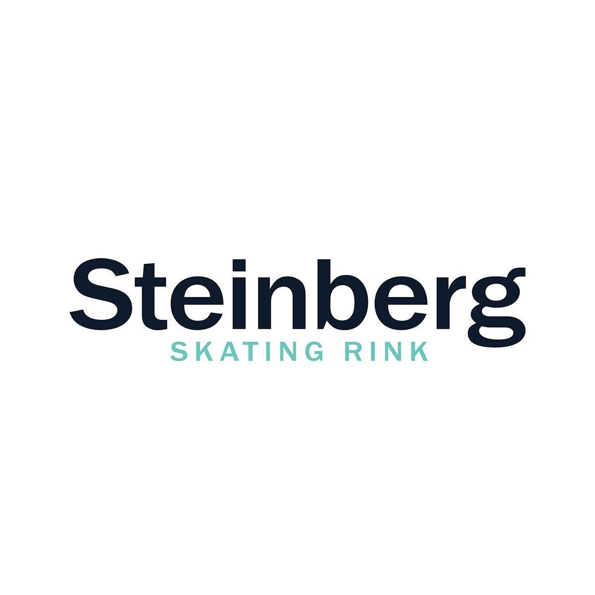 Steinberg Skating Rink logo featuring bold dark navy text and teal subtitle on white background.