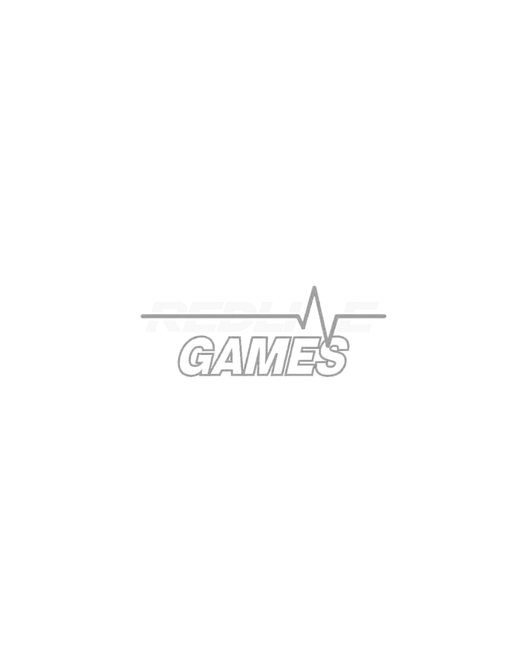 A simple white electrocardiogram line graphic on a black background with the word GAMES in white text.