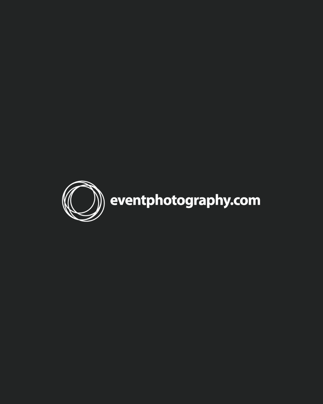 Eventphotography.com logo featuring a circular swirl icon in white on a dark background.