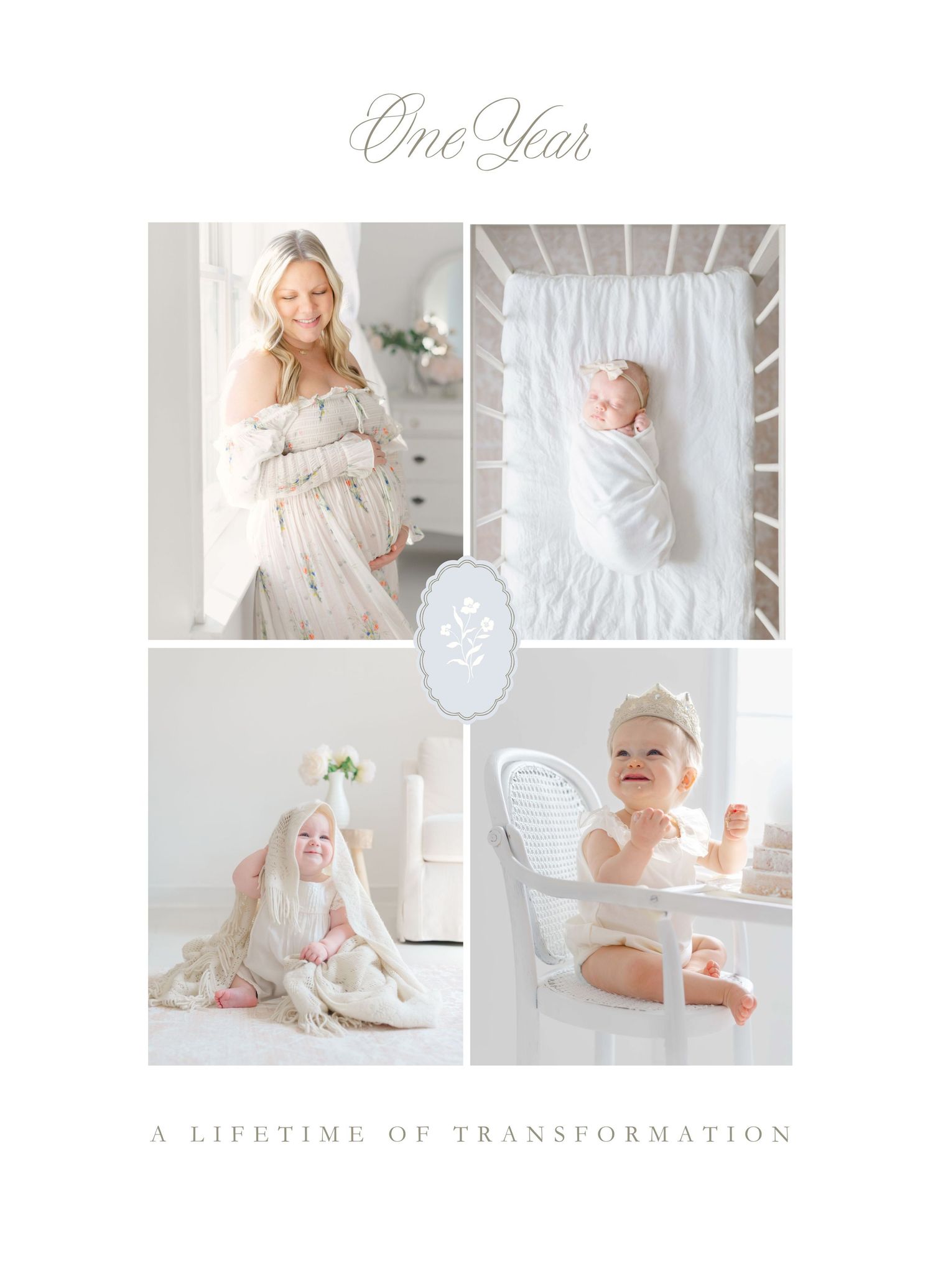 a series of images taken in Chesterfield Virgina newborn studio, from maternity to first birthday