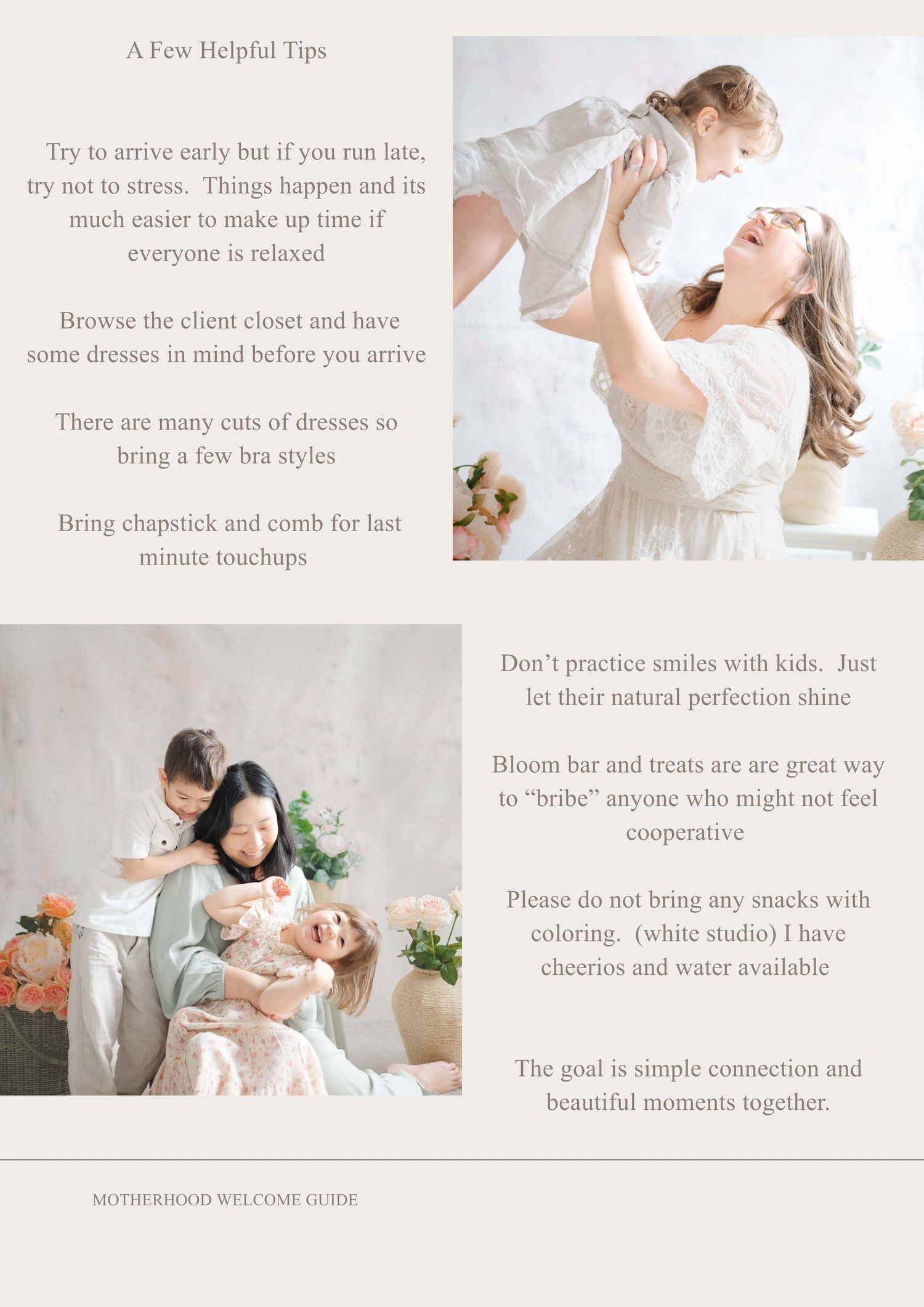 Photography session prep tips with light and airy newborn and motherhood imagery in Richmond Virginia studio