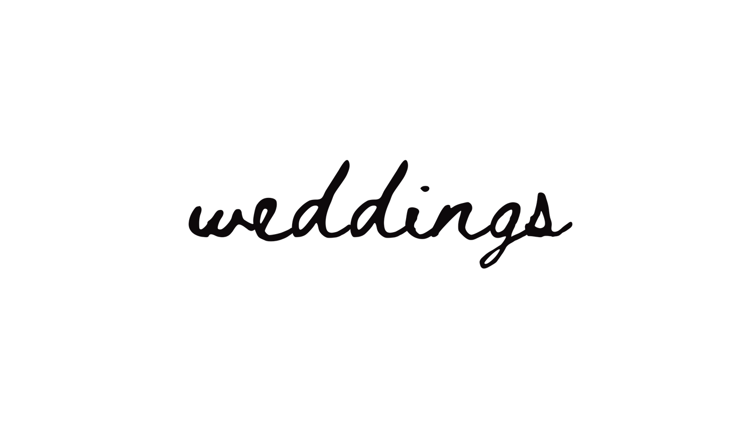 Black handwritten text reading 'weddings' on dark background.