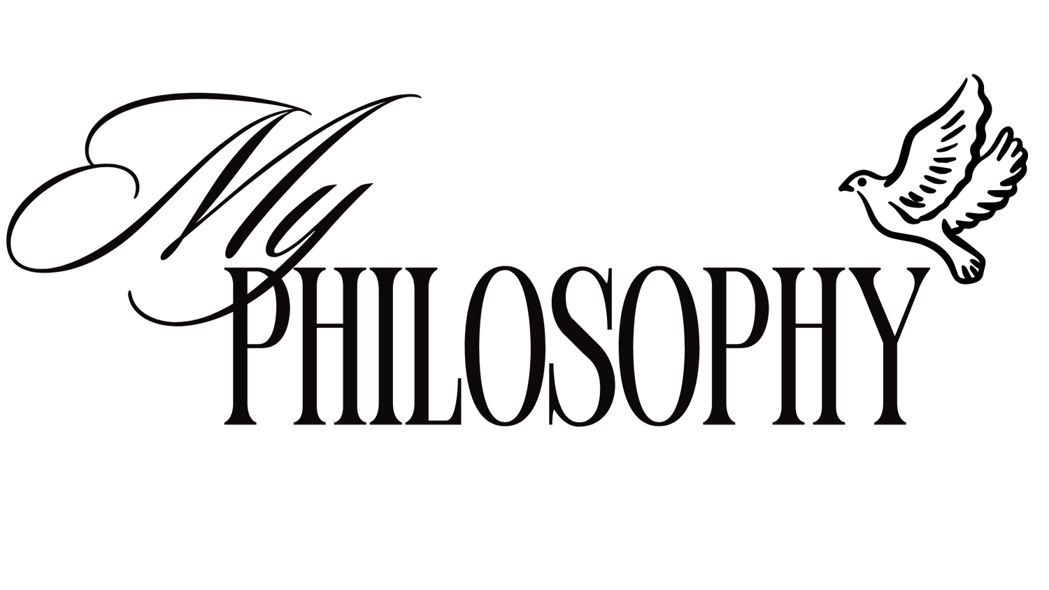 Elegant typography showing the word 'Philosophy' in decorative black script.