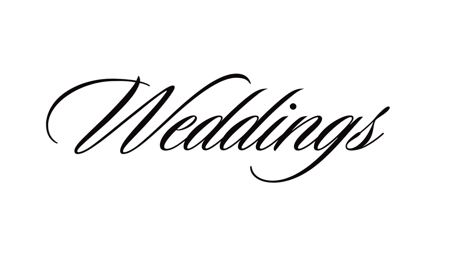Stylish calligraphic 'Weddings' text in black cursive font.