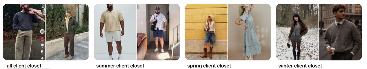 A collection of fashion photos showing urban streetwear looks featuring neutral toned outerwear and layered winter ensembles.