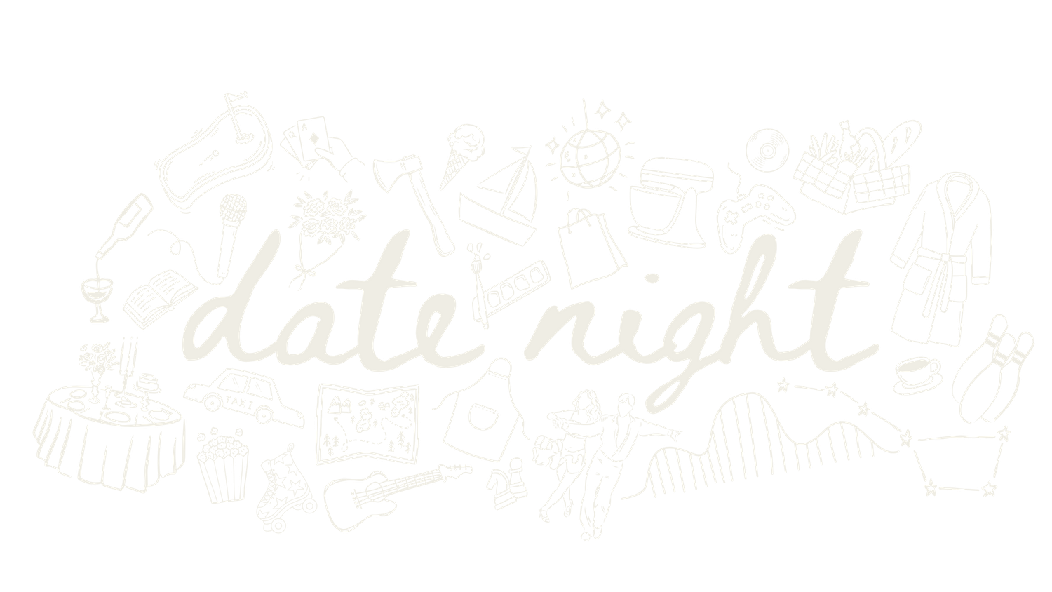 Hand-drawn doodle lettering spelling out 'late night' with whimsical decorative elements.