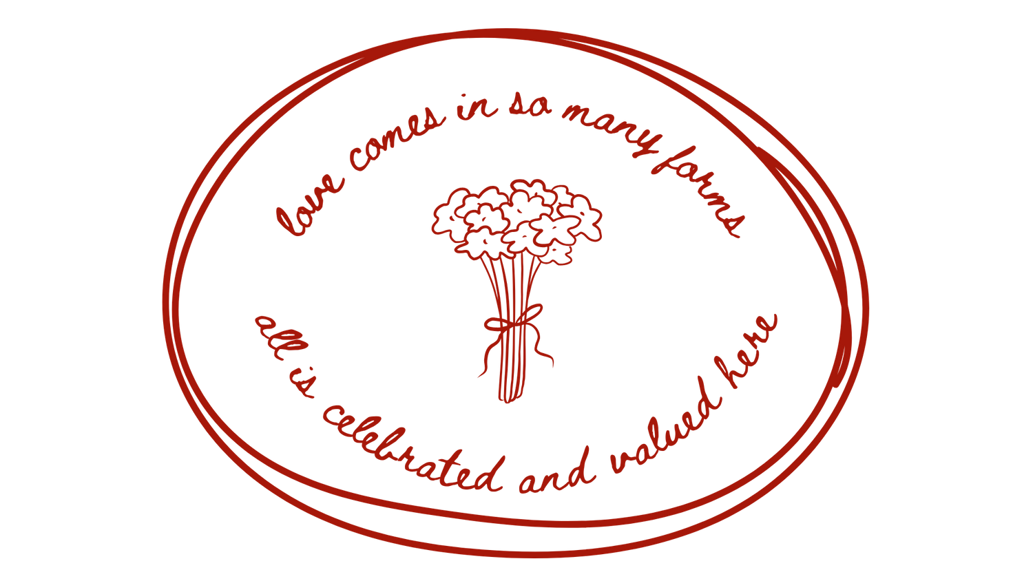 Red oval emblem featuring a mushroom cloud design with text in a circular border.