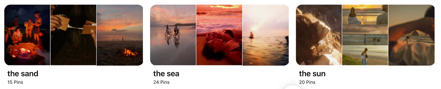 Collage of six moody sunset and landscape photos with silhouetted trees and warm orange skies over various natural settings.