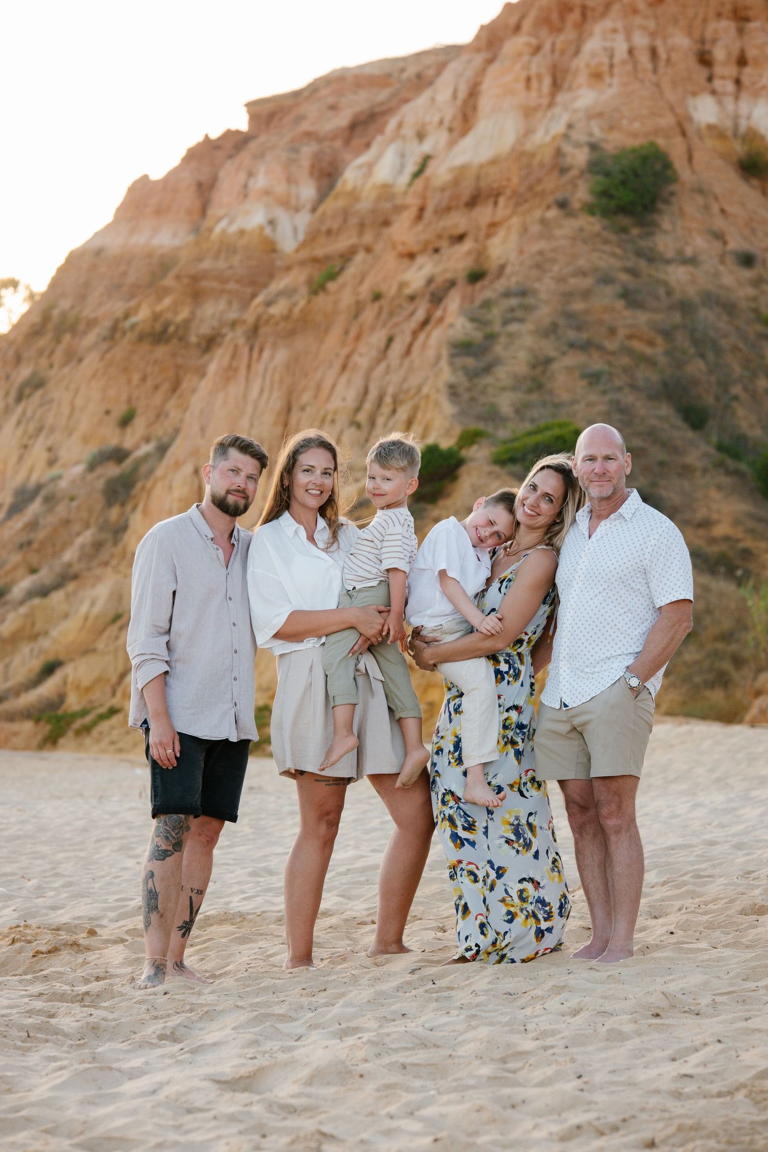 family group photo on a amazing beach in the algarve