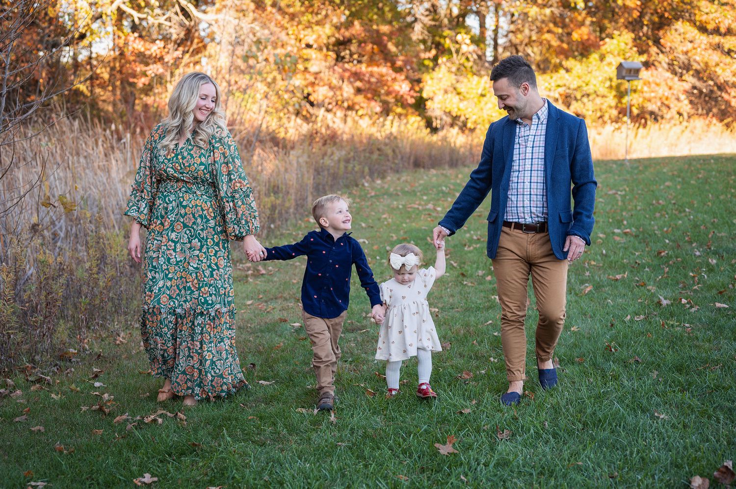 New Albany family session in fall leaves—maternity and milestone moments wrapped in warmth and whimsy.
