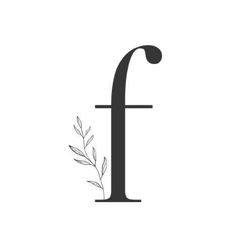Four decorative letter 'f' designs in black showing different typographic styles and flourishes.