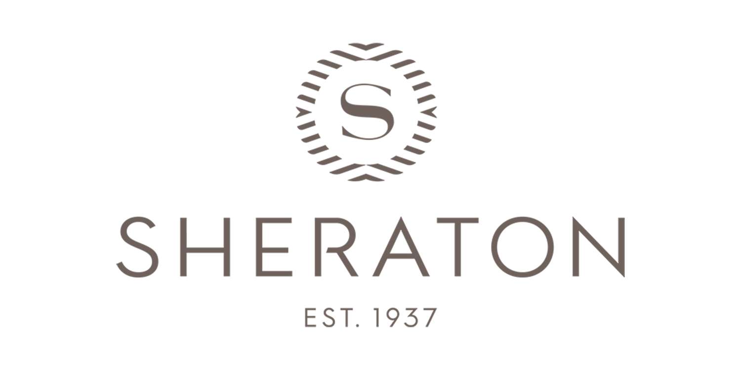 Modern luxury hotel logo for Sheraton featuring an elegant text design with EST. 1937 text in gray.