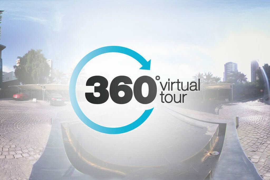 360 degree virtual tour logo showing interactive panoramic viewing capabilities for real estate properties.