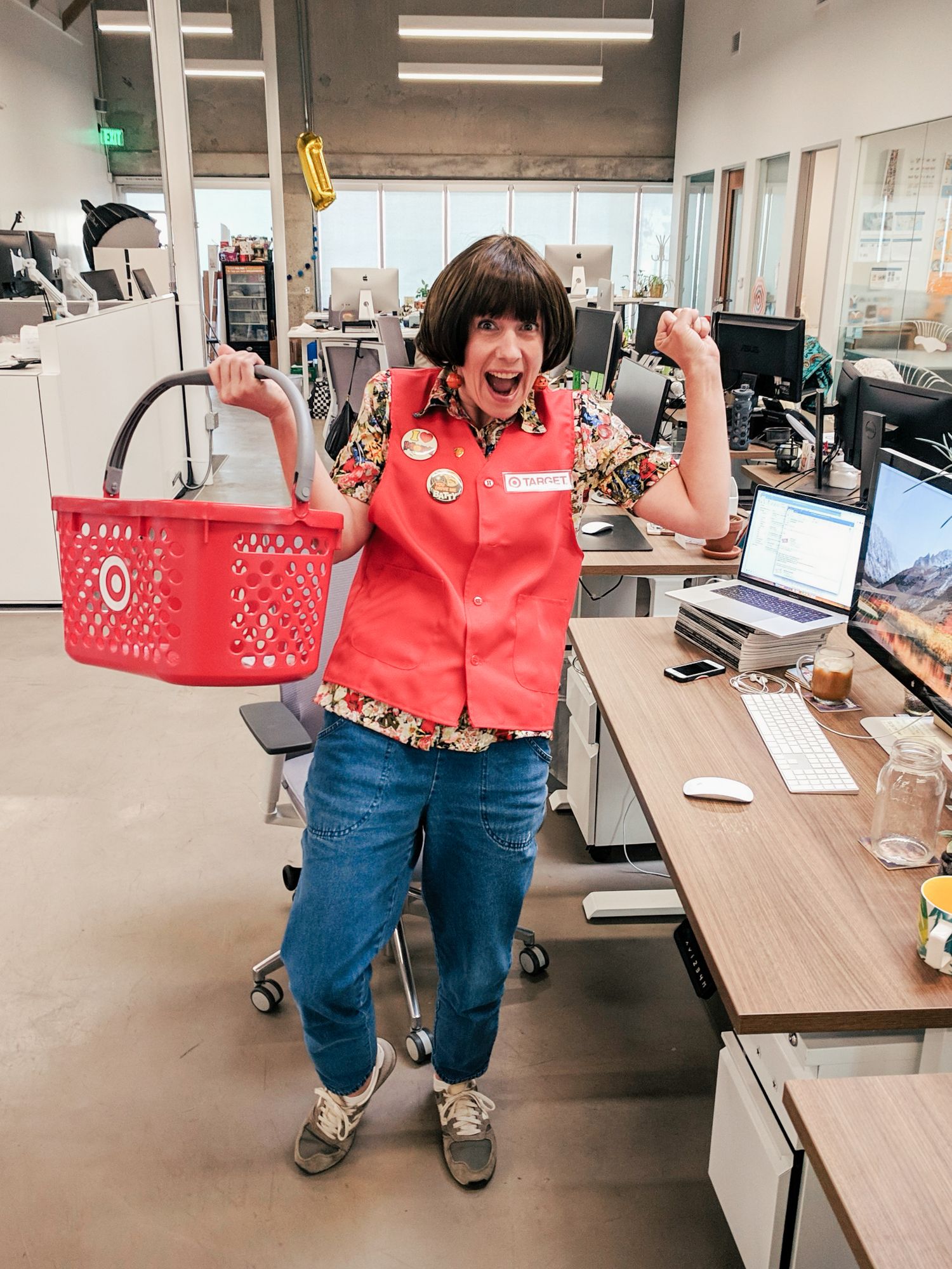 Katie Gardner dressed as Target Lady for Halloween